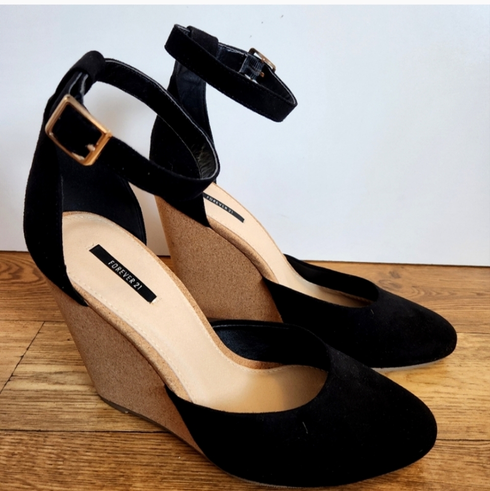 Sexy black wedge heels